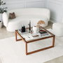 Hanah Home Mesa de Centro Via de Cristal Templado y Madera